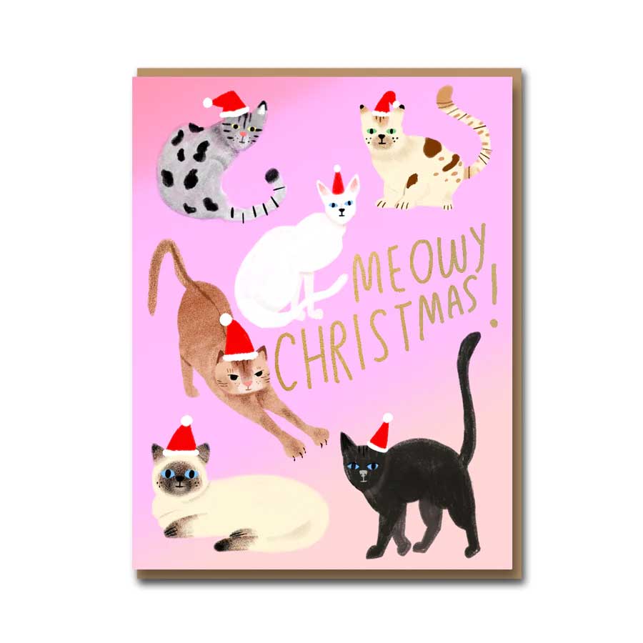 Grußkarte - Carolyn Suzuki MEOWY Christmas, Katze Weihnachtskarte