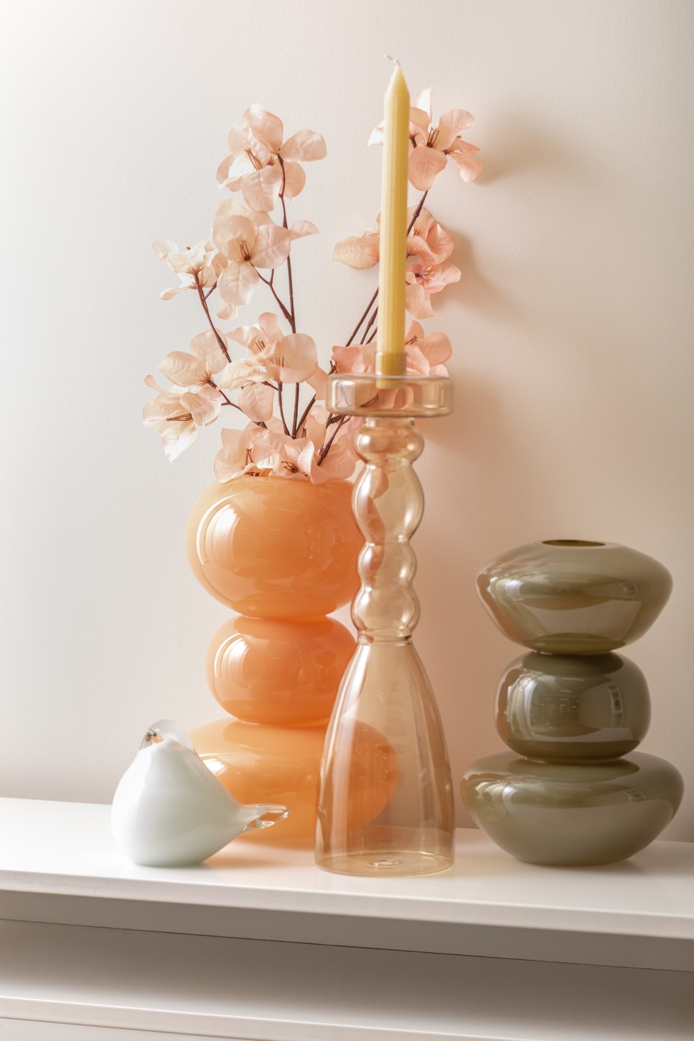 Vase Bubbles Glass  Large,  soft orange, Höhe ca. 30 cm, D. ca. 19 cm  
