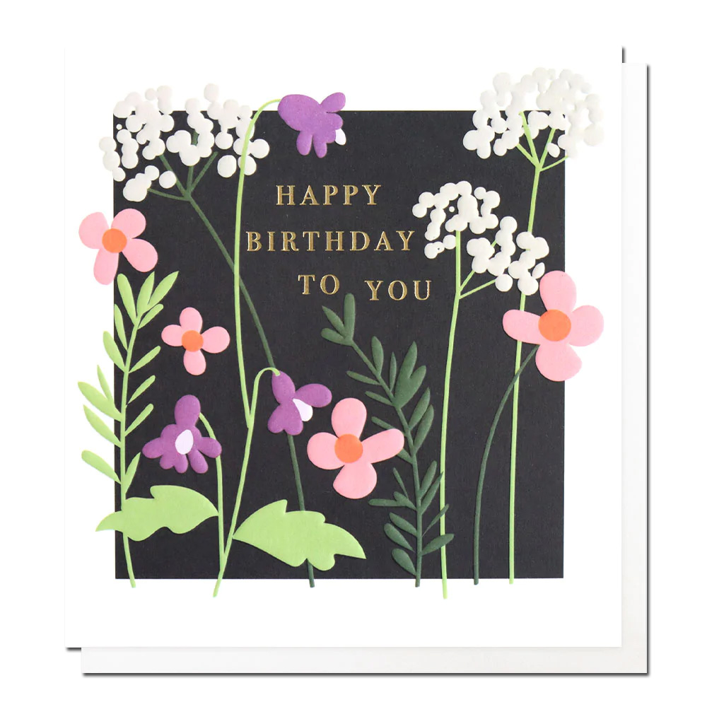 Caroline Gardner Doppelkarte "Dark Floral Happy Birthday to you " Geburtstagskarte