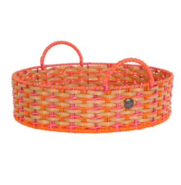Handed By Poppy Basket bright pink with orange, D.34cm, H. 9 cm  