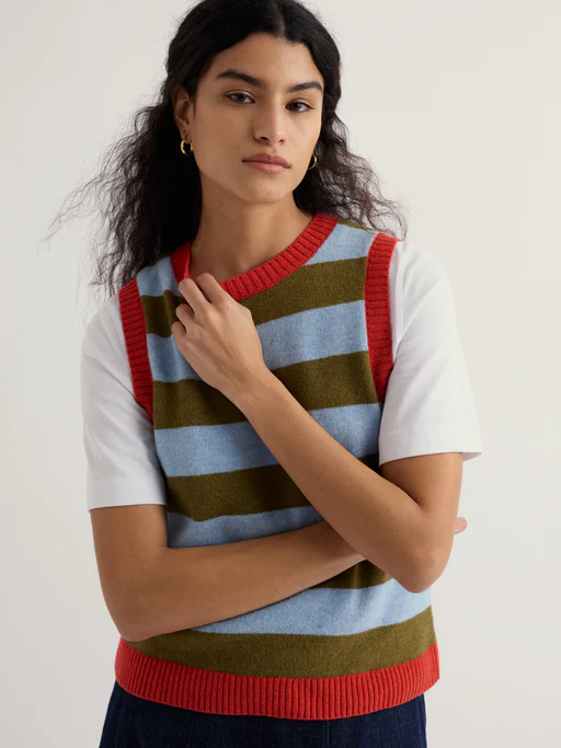 SEASALT CORNWALL Pullunder Pinwell Vest-Bright Shape Seagrass Mix