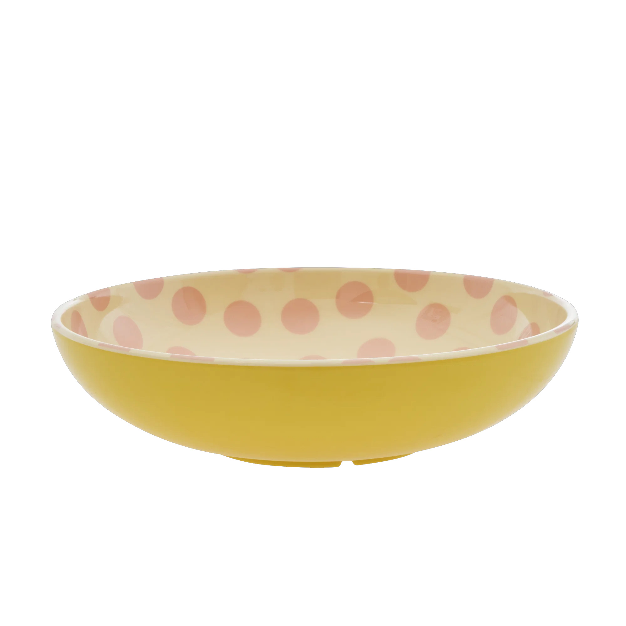 Rice Melamin Salatschüssel - Gelb - Pink Dots Print, D. ca. 30 cm