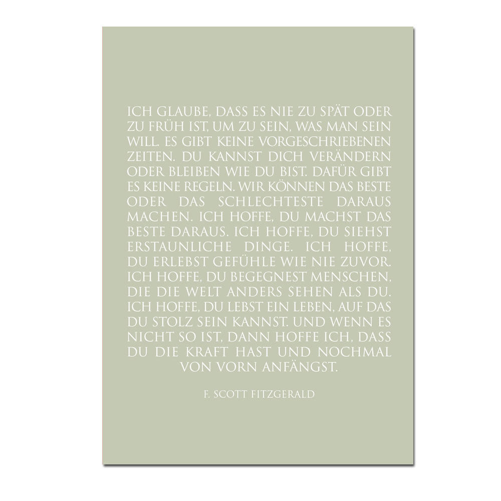 Wunderwort Postkarte "Ich hoffe…" F. Scott Fitzgerald