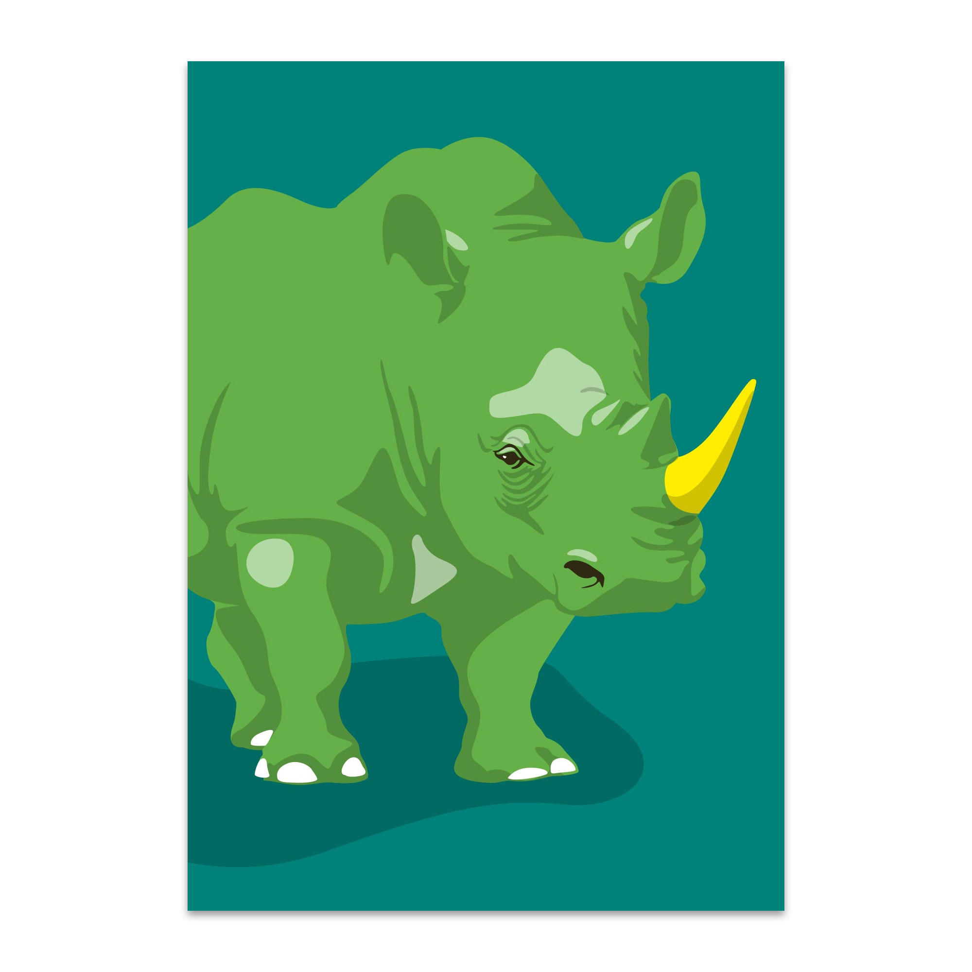 Postkarte Nashorn, neon, luminous