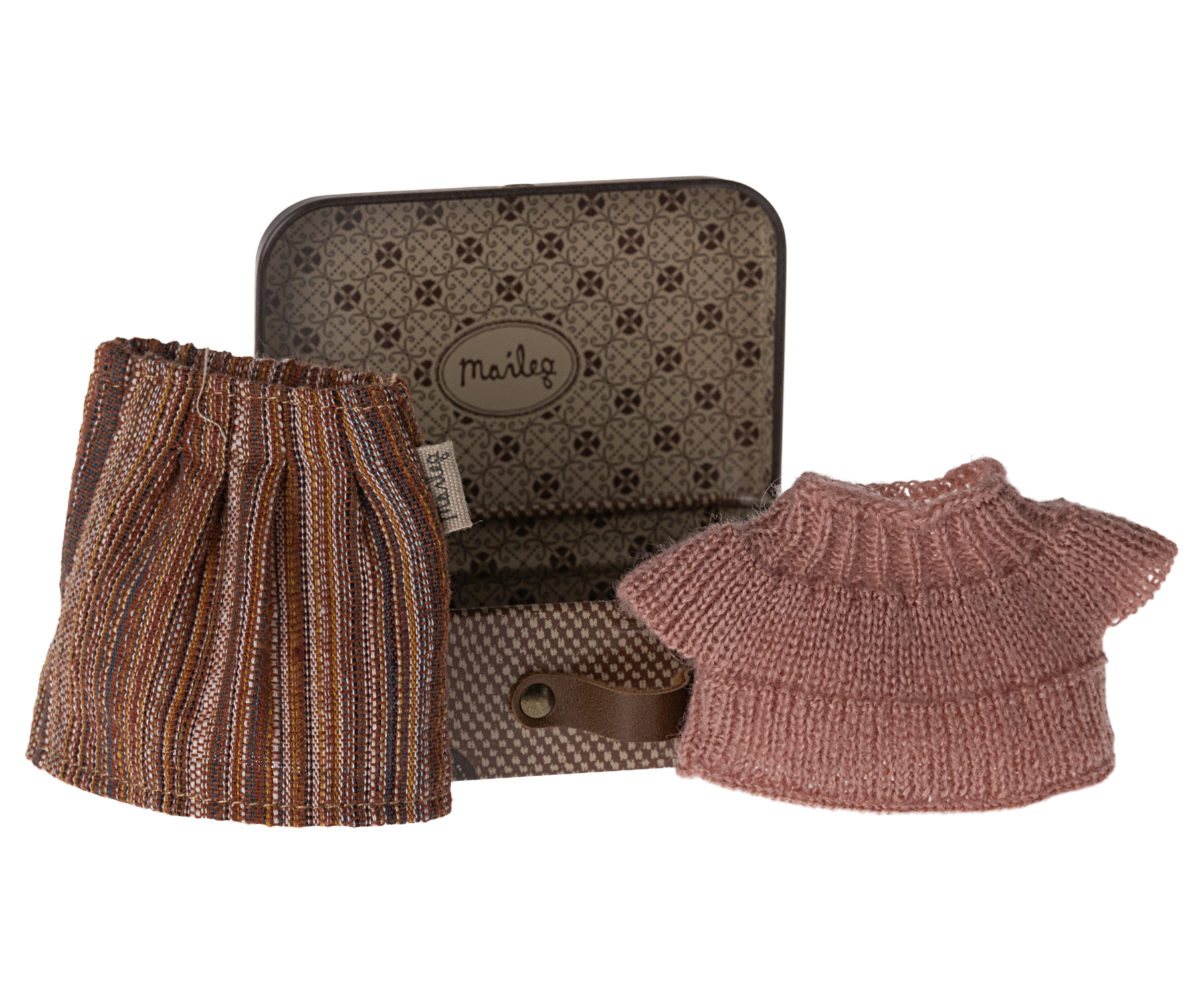 Maileg Strickbluse und Rock im Koffer, Zubehör für Mäuse, Oma Maus