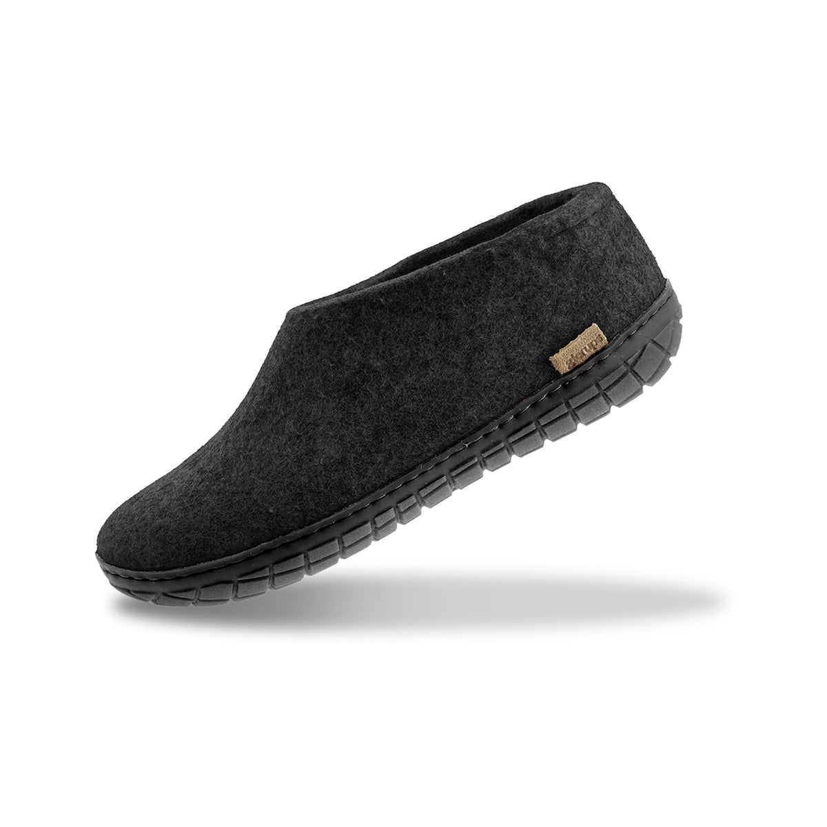 Glerups Shoe, Hausschuh Wollfilz Rubber Schwarz, Sohle Naturkautschuk Schwarz