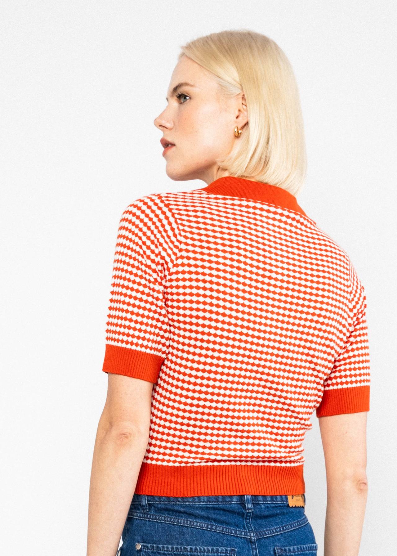 Blutsgeschwister Strickoberteil Petite Poloette - mixed dots red white