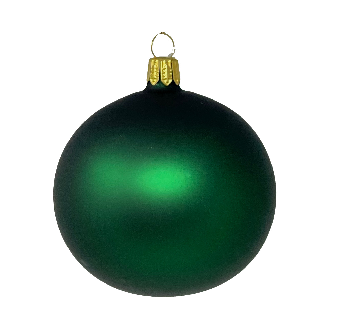 Christbaumkugel tannengrün matt, D. 8 cm von der Oberfränkischen Glasmanufaktur