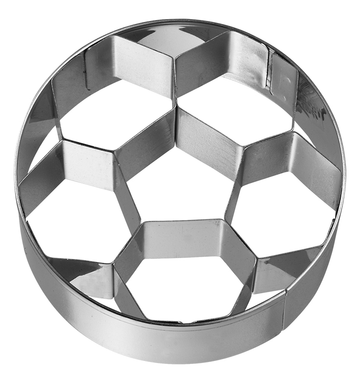 Ausstecherle Fussball 6,5 cm, Edelstahl von Birkmann, mit Innenprägung, Prägeausstecher, Ausstechform   