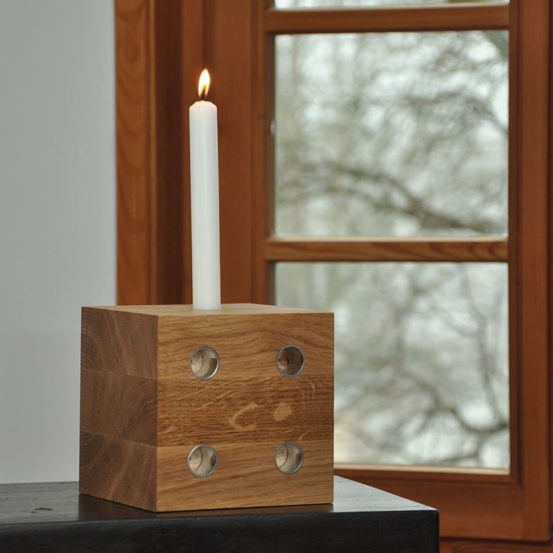 % ADVENT Lichtwürfel, Eiche dunkel, inkl. 10 Kerzen, 7x7x7cm von Raumgestalt 