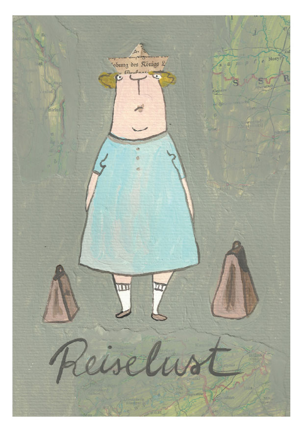 Postkarte kittiekatstudio "Reiselust " von kittiekatstudio