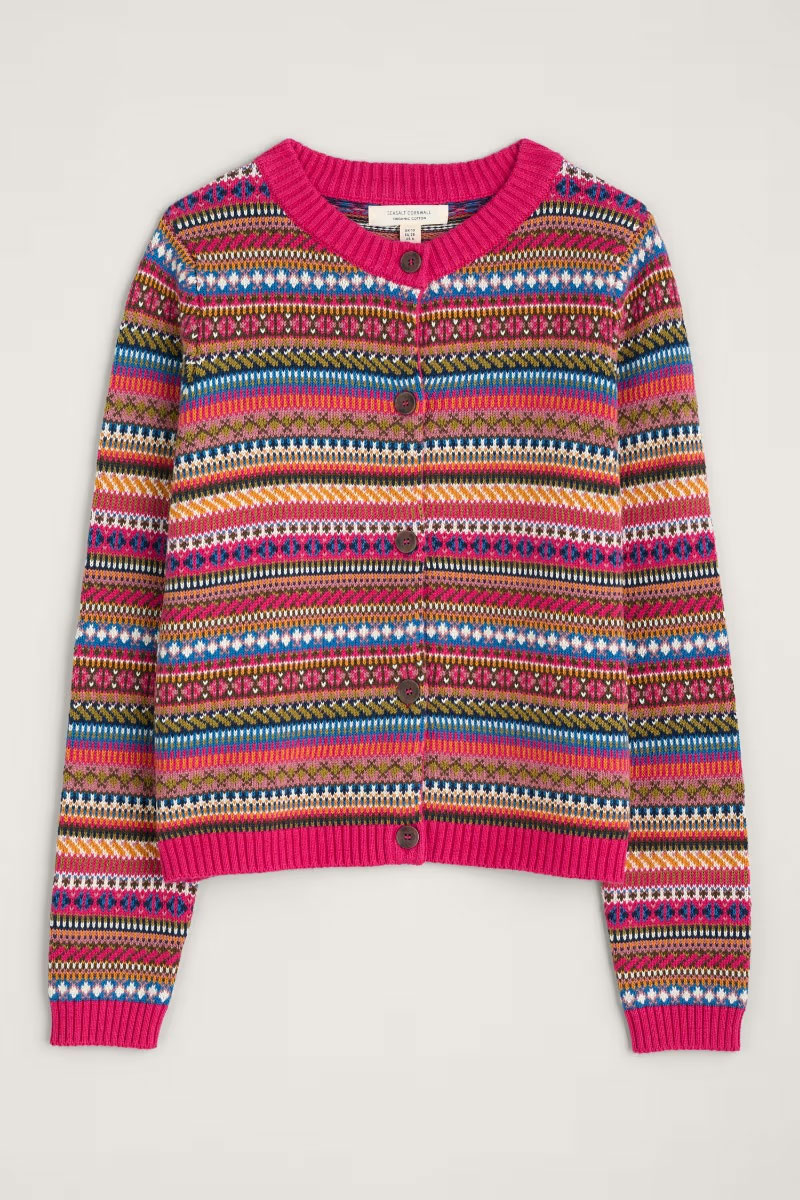 % SEASALT CORNWALL Strickjacke Cove Cottage Fair Isle Cardigan, Farbe: Seed Pod Oregano Multi---fällt klein aus!