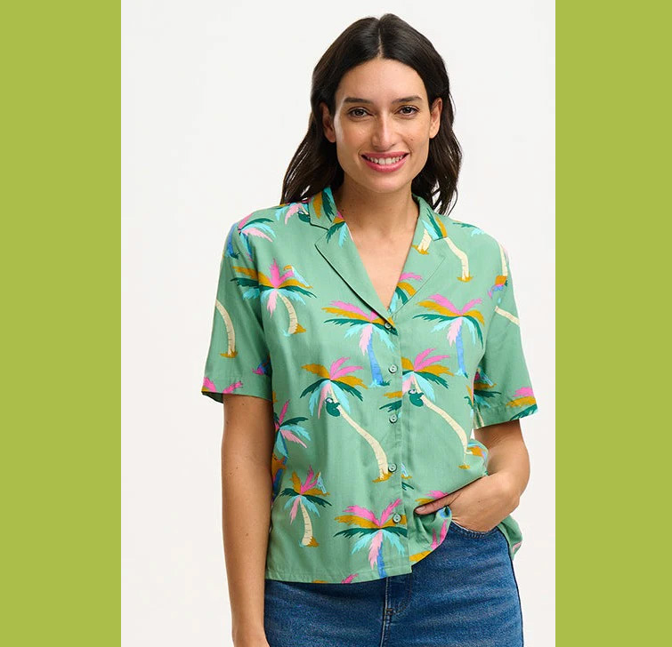 Santana Shirt - Green, Rainbow Palms von sugarhill BRIGHTON