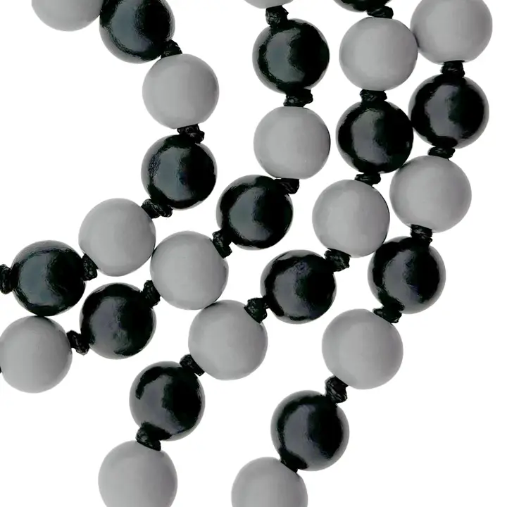 LOT83 Handykette LANG Nr. 60, Perlen, grau-schwarz