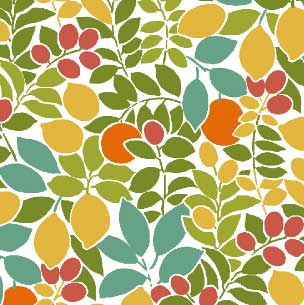 Abwaschbare Meterware "FRUITS" Multicolor, 140 cm breit, Preis pro 10 cm   