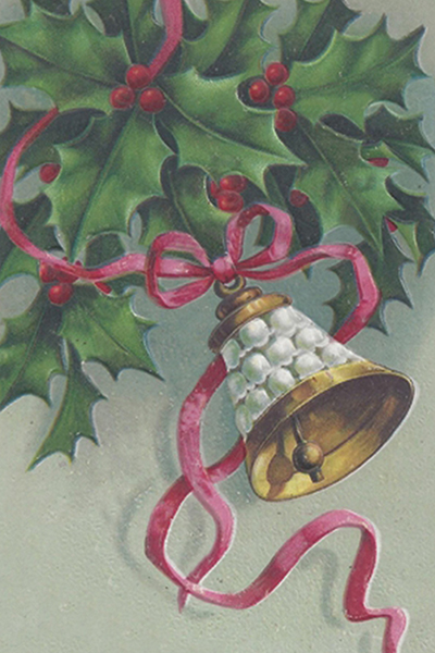 Nostalgie Postkarte Weihnachten von Sköna Ting Postkarte Ilex & Glocke