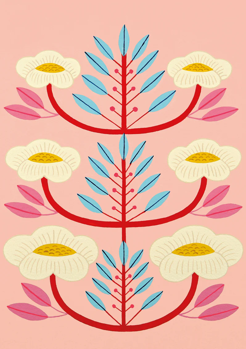 Mary O'Malley Doppelkarte " Folk Floral #10"