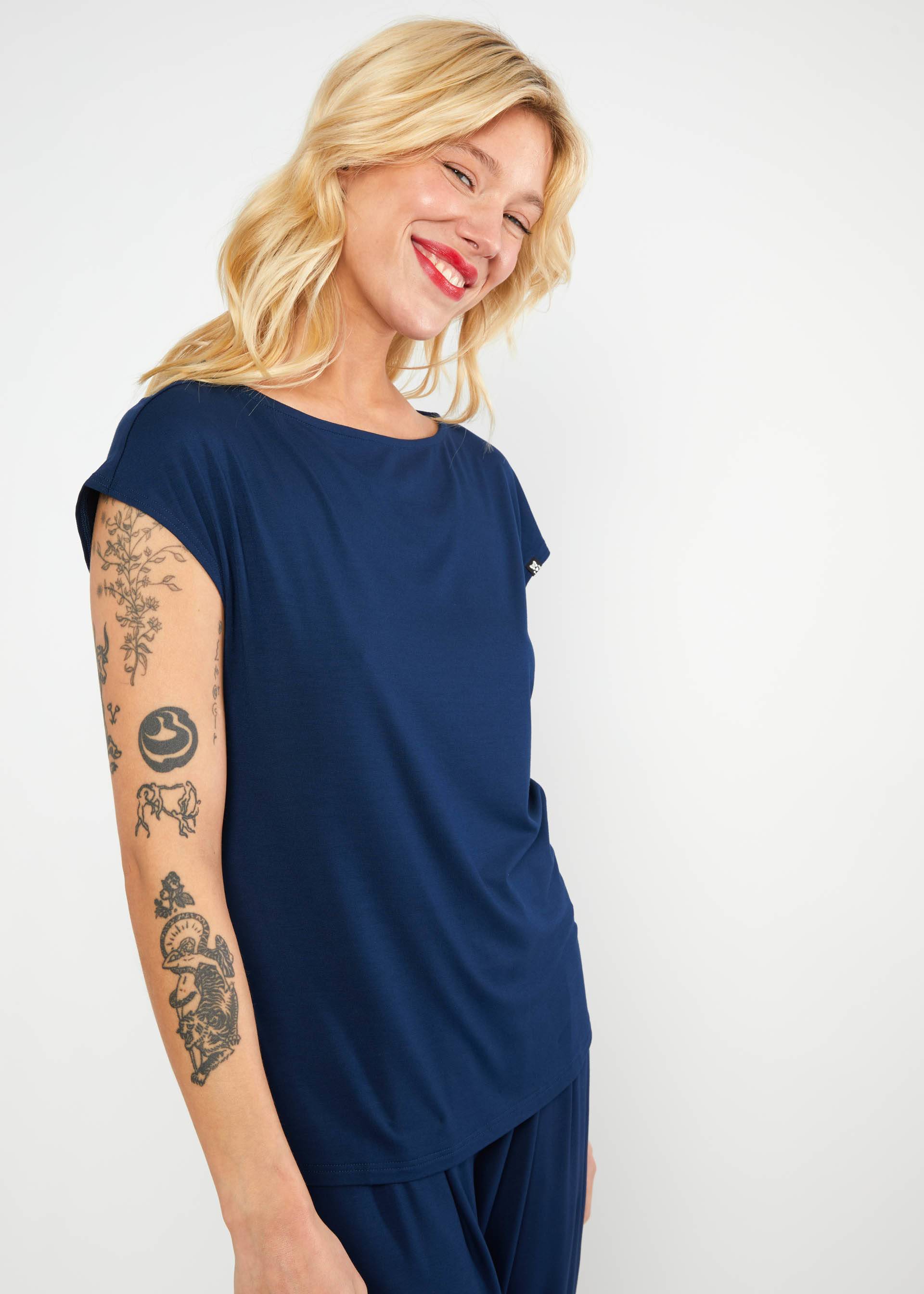 % Blutsgeschwister T-Shirt Breezy Flowgirl, Farbe: dunkelblau/ inner cornflower blue