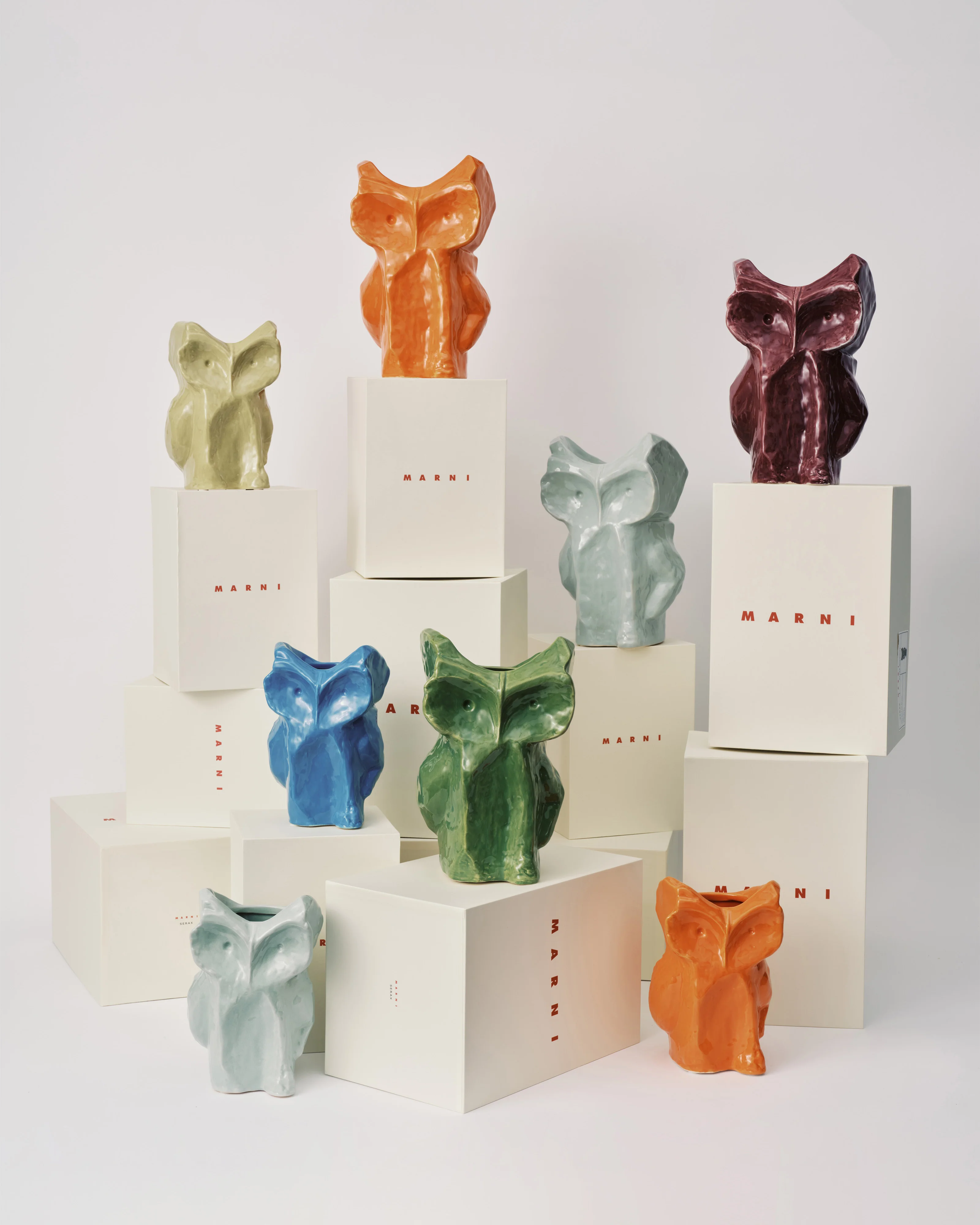 Eule Vase L aubergine After Midnight, Kollektion Midnight creatures von Marni, Höhe ca. 30 cm