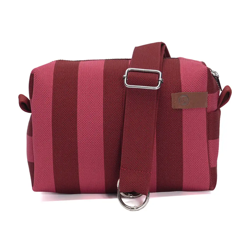 LOT83 Umhängetasche Megan 19, Streifen Bordeaux