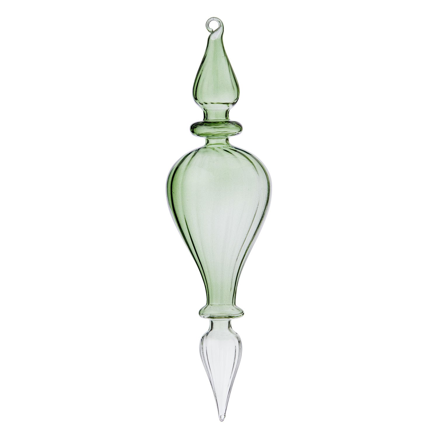 % Weihnachtsanhänger Glaszapfen Cone Green, ca. 20 cm , Glass Icicle Cone Green von Bungalow