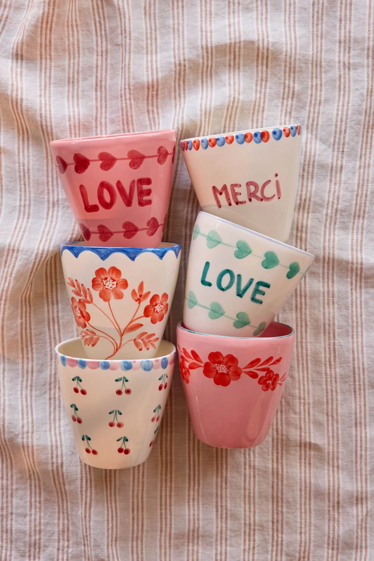Rice Becher Flower Wine, Oval Keramik Becher - Pink - Hand-painted Flower Wine