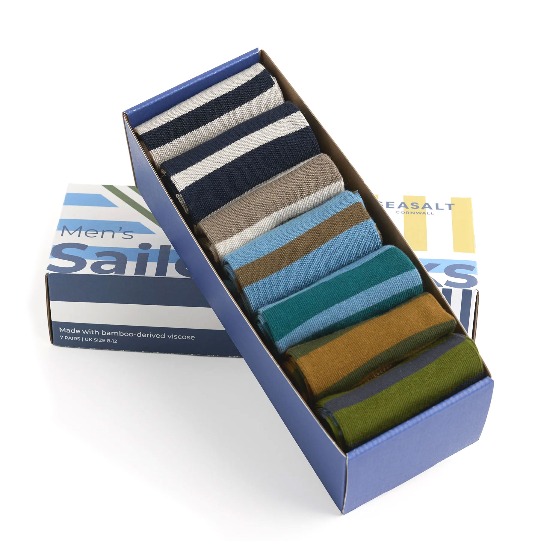 SEASALT CORNWALL Gift Box of 7 Men's Sailor Socks-Wennac Mix, Socken, ONE SIZE ca. 42-47