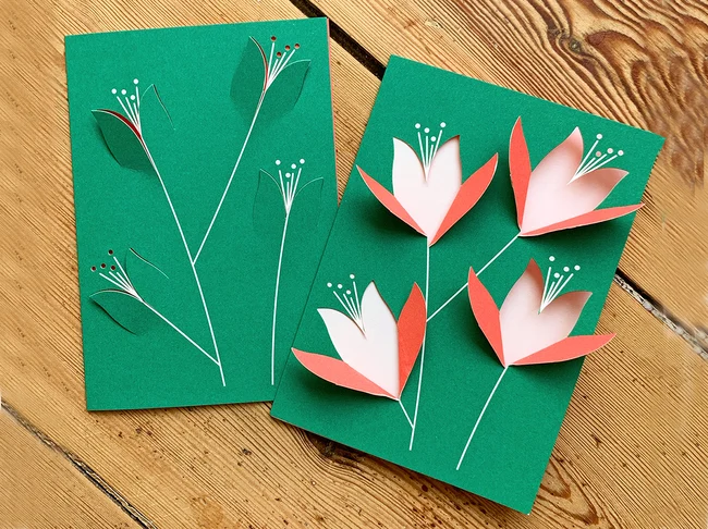 Klappkarte "Lilien" mit Umschlag, ausgestanzt  
