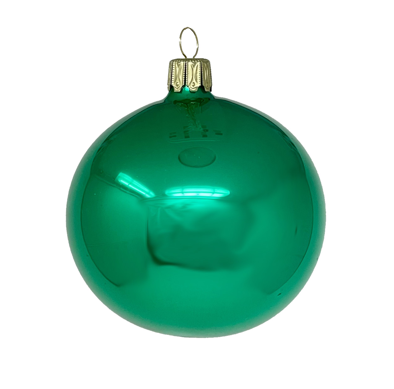 Christbaumkugel altes grün opal, D. 8 cm von der Oberfränkische Glasmanufaktur, Weihnachtskugel  