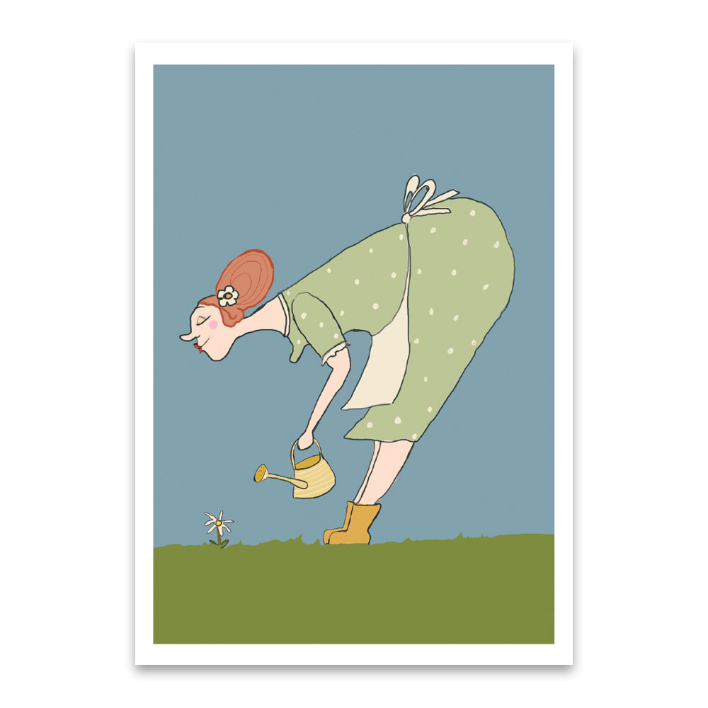 Postkarte kittiekatstudio "Gärtnerin" von kittiekatstudio