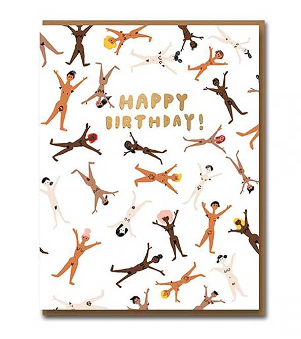 Doppelkarte " Happy Birthday" Nackedeile :-)  von Carolyn Suzuki   