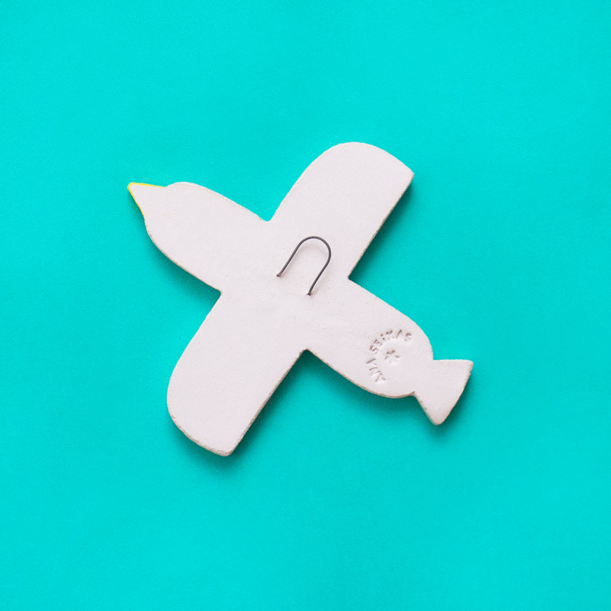 Ana Seixas Wandvogel BLAUGRÜN/ TEAL aus Portugal, Keramik ca. 12 x 12 cm, Handgefertigt