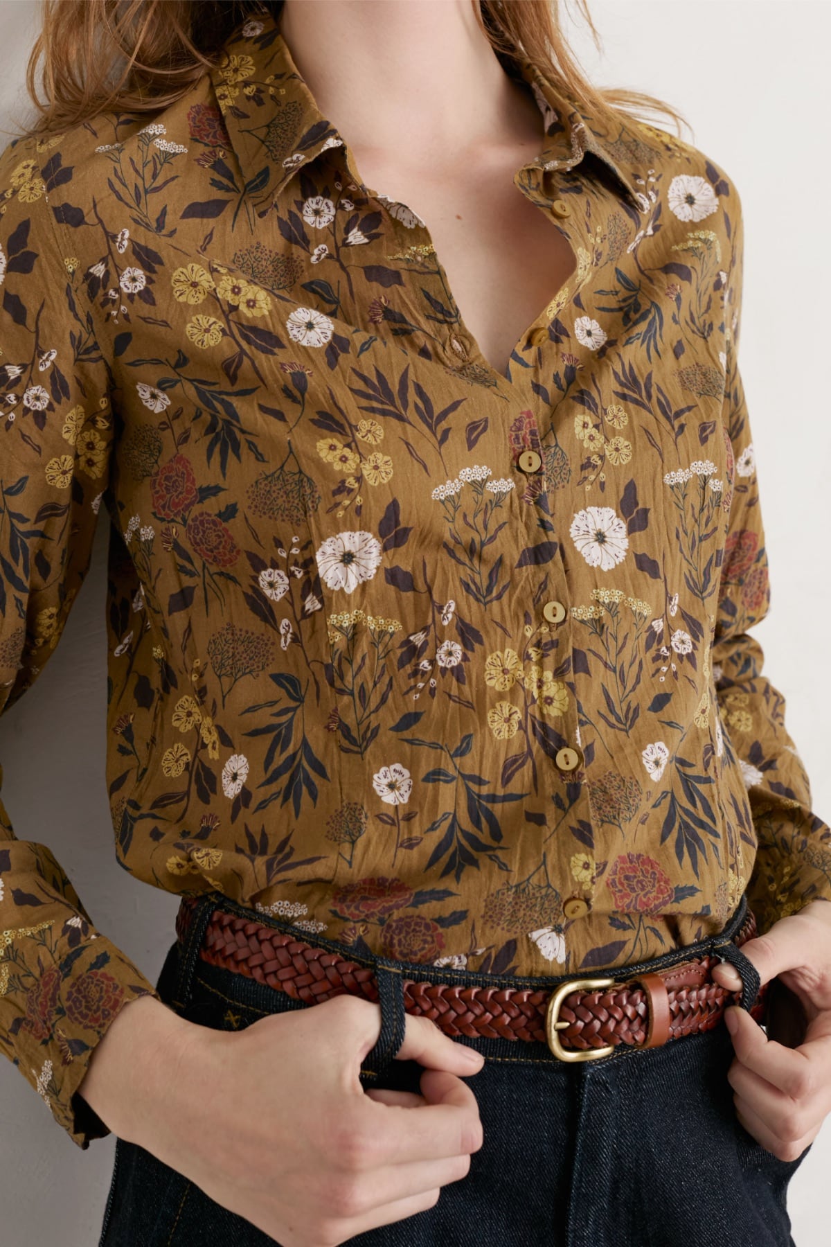 SEASALT Larissa Bluse Organic Cotton Shirt, Muster: Floral Dye Plant Grain
