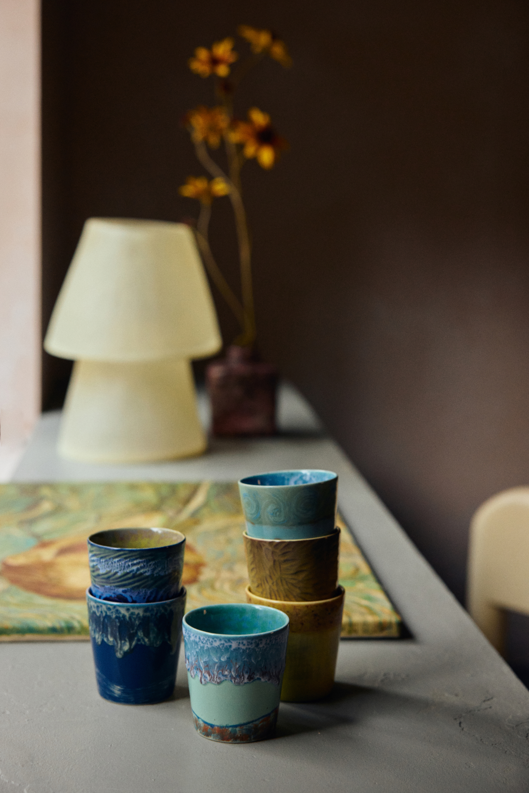 HKliving 70's Kaffee Becher Van Gogh 2er Set, SELF PORTRAIT, 70s ceramics: Van Gogh coffee mugs self portrait, set of 2