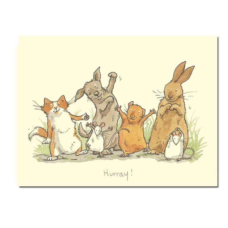 Two Bad Mice Doppelkarte "Hurray " von Two Bad Mice aus England , Tiere von Anita Jeram