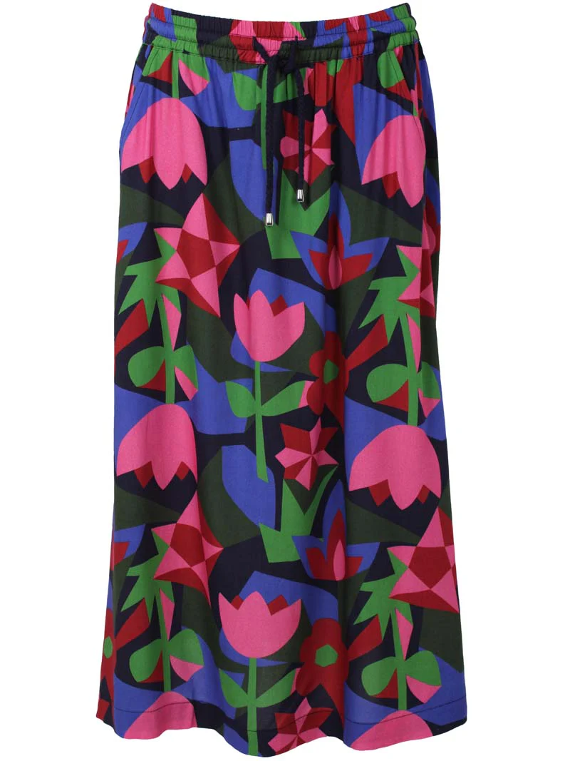 % Danefae Danespresso Rock Viscose Skirt Dark Navy GEOFLEUR