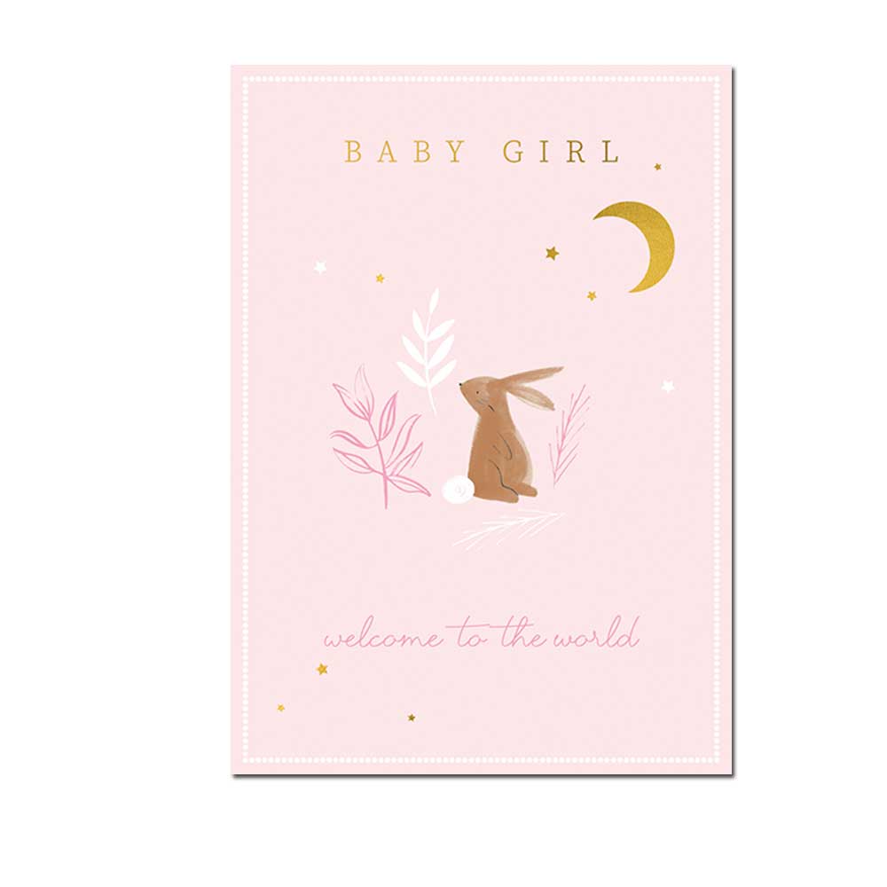 Doppelkarte zur Geburt " Baby Girl" Hase  von The Art File 