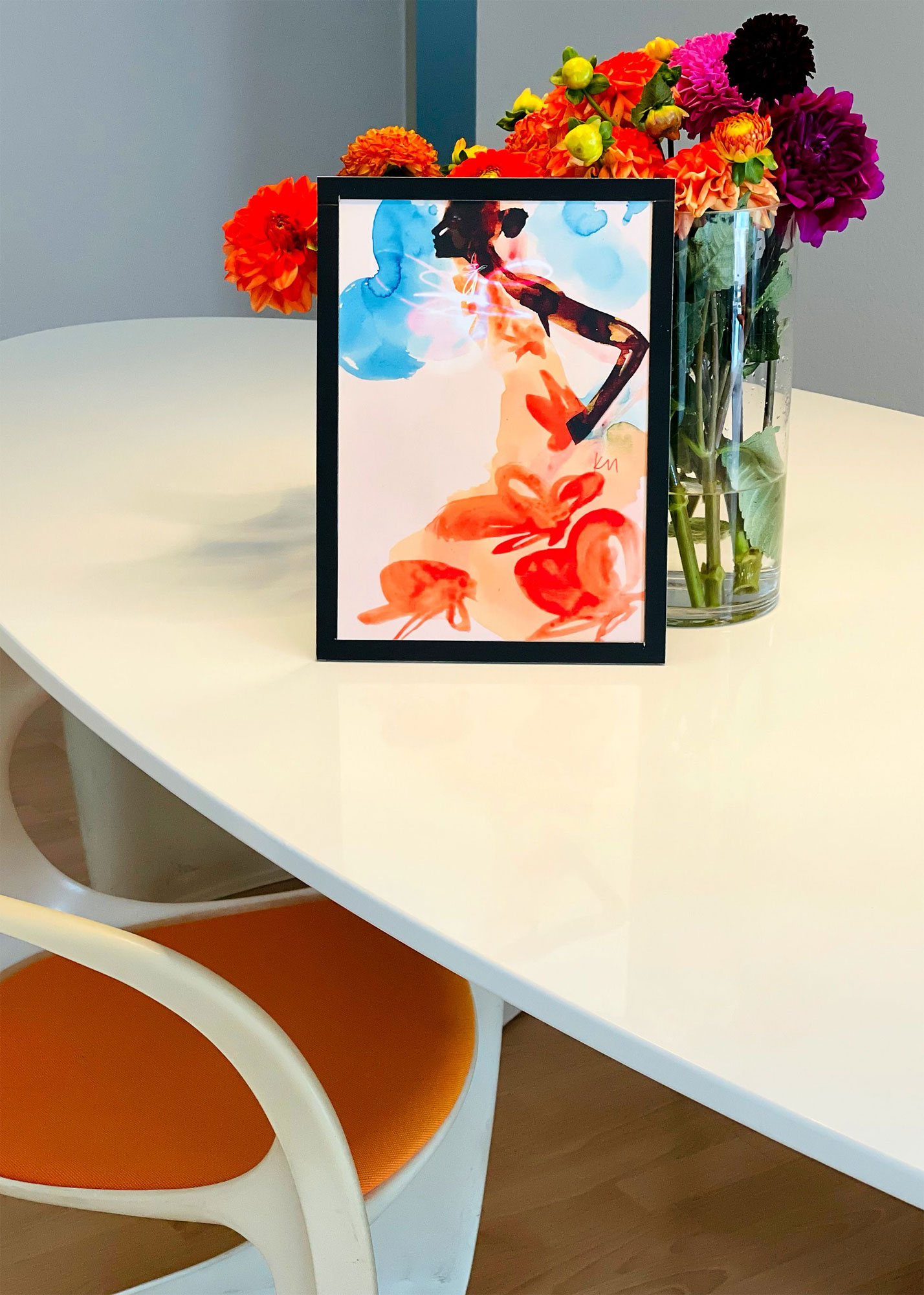 Katja Foos, „orange flowers“ Edition, Malkarte, fine-arts-print, numeriert, limitierte Auflage von 150 Stück