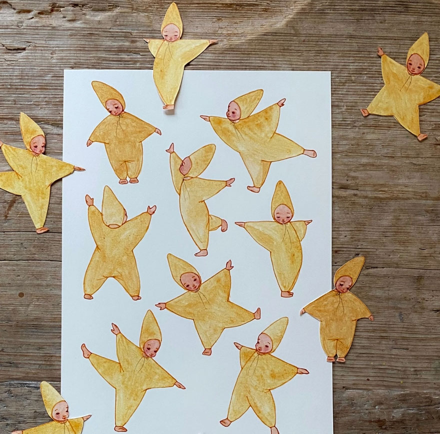 Tall Hat Tales Bastelset Nr. 9 "Tanzende Sternenkinder" aus Papier von Tall Hat Tales aus Dänemark