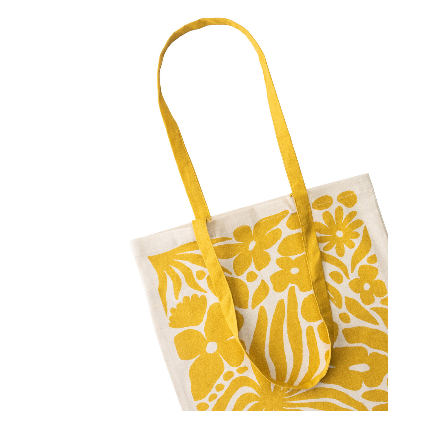 Stoffbeutel ABSTRACT FLOWERS, ca.  40 x 45 cm, senfgelb 