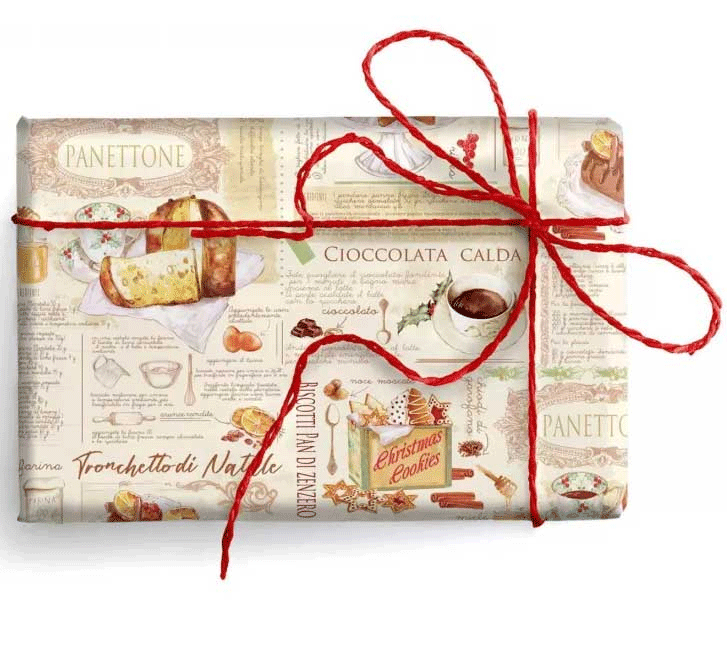 Geschenkpapier SWEET CHRISTMAS, ca. 50 x 70 cm, Goldeffekte, Carta Varese aus Italien  Panetone