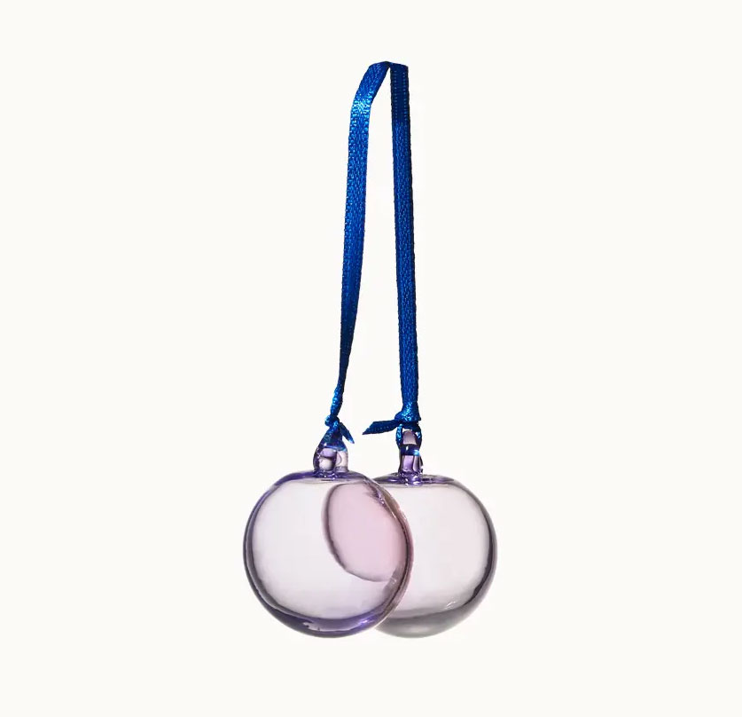 Hängende Kirschen aus farbigem Glas, Lavender, glass christmas cherries, D. ca 3 cm