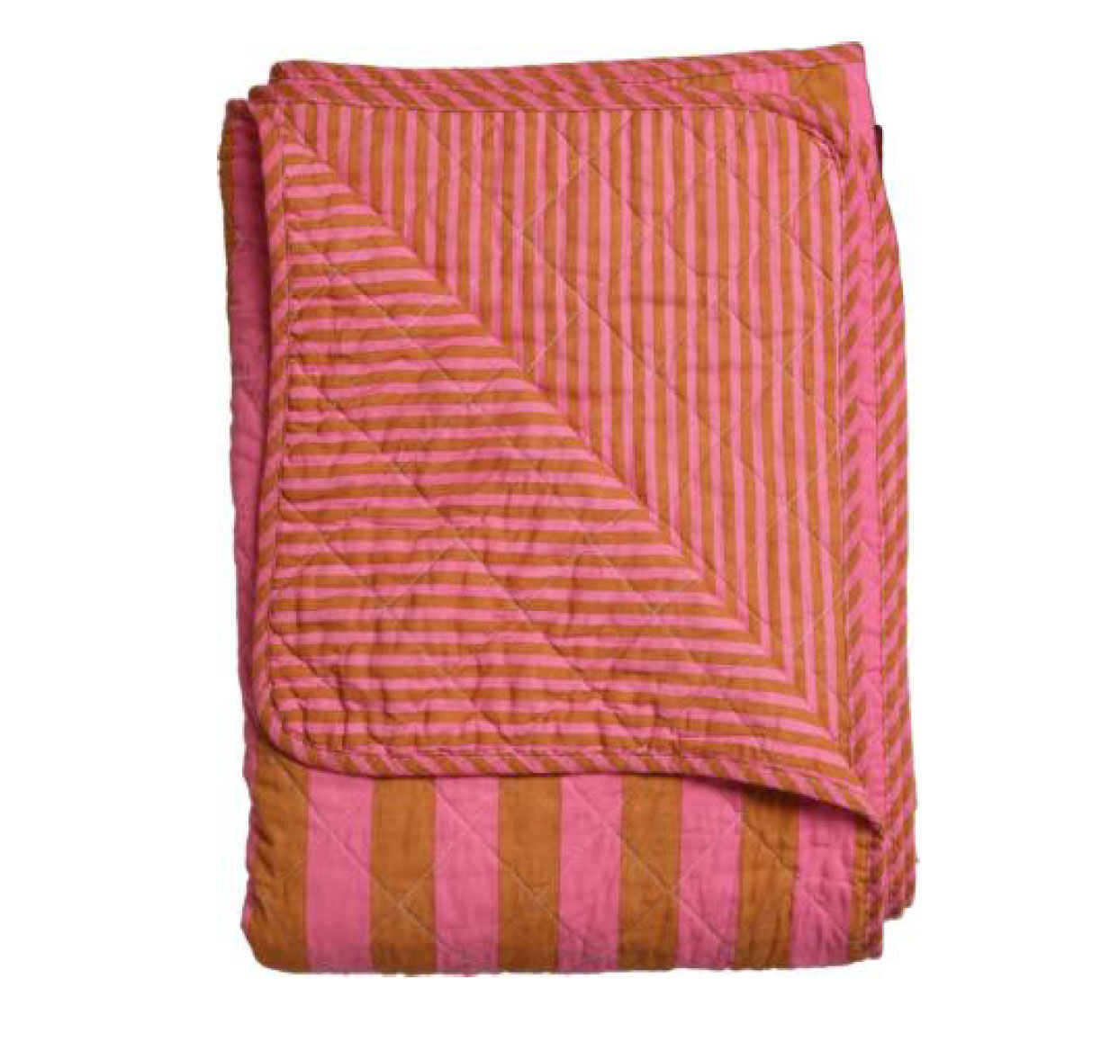 Quilt Streifen Pink-Braun, 140x180 cm, Plaid