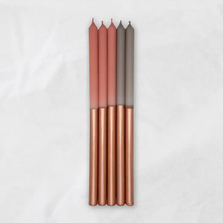 DIP DYE KERZEN  Copper Cedar Wood / 25 cm / SLIM / 5er Set 