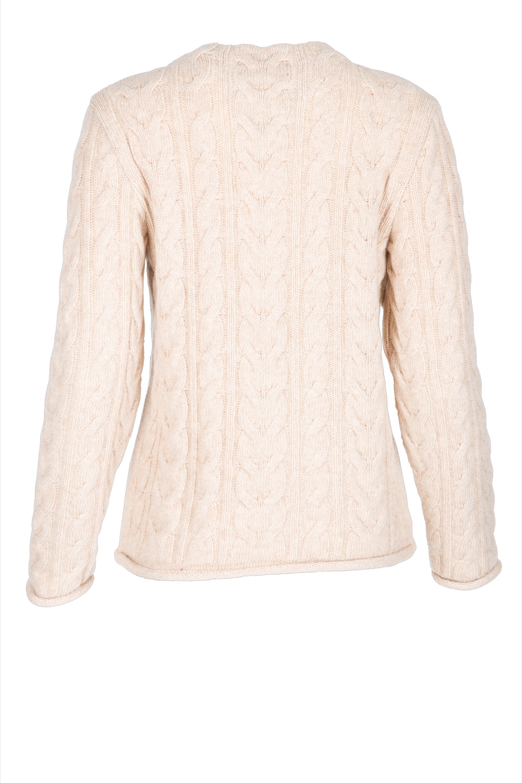 DUNQUE Pullover Zopf Uni, Farbe natur, Made in Germany 
