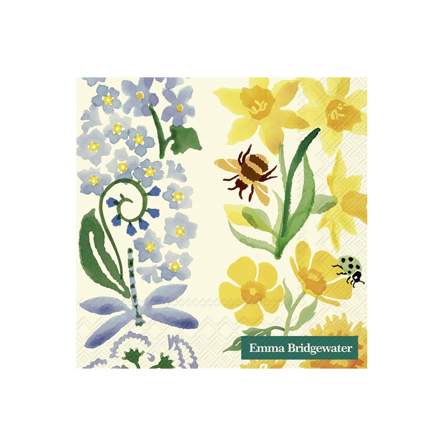 Papierservietten WILDFLOWERS cream, 25 x 25 cm Cocktailservietten Emma Bridgewater  