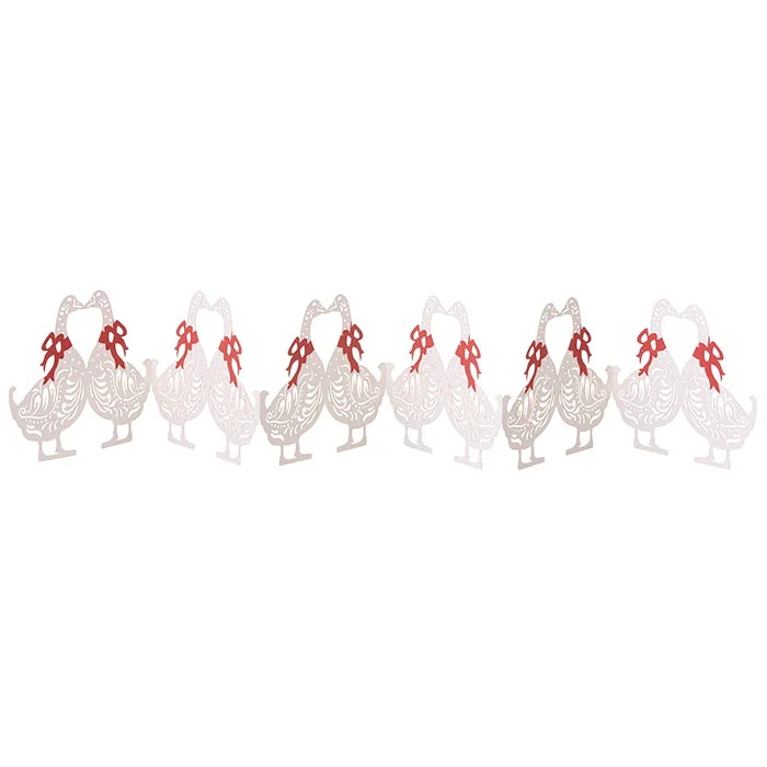 Bungalow Tischgirlande Gänse, weiß-rot, ca. 67 x 14,5 cm, Table Garland 67cm Geese Off White