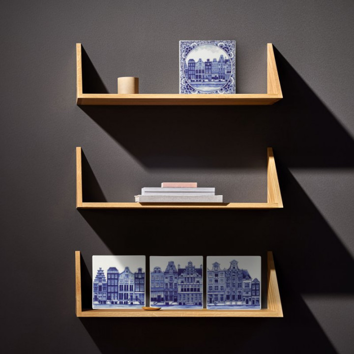 Kachel/ Fliese Amsterdam, Kanalhäuser, ca. 13x13 cm von Heinen Delfts Blauw, Holland, Niederlande 