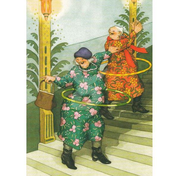 Postkarte Inge Löök " Frauen mit Hulahupreifen"  Löök Postkarte
