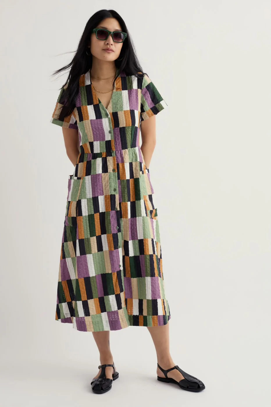 SEASALT CORNWALL Fowen Shirt-Style Midi Dress, Kleid, Field Colour Dried Basil